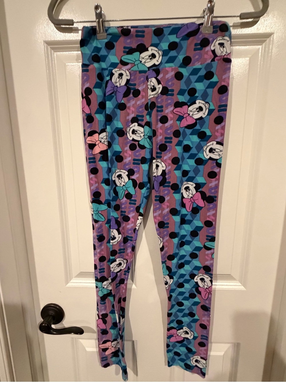 LuLaRoe Ladies Disney Minnie Mouse Purple, Blue & Teal Printed Leggings